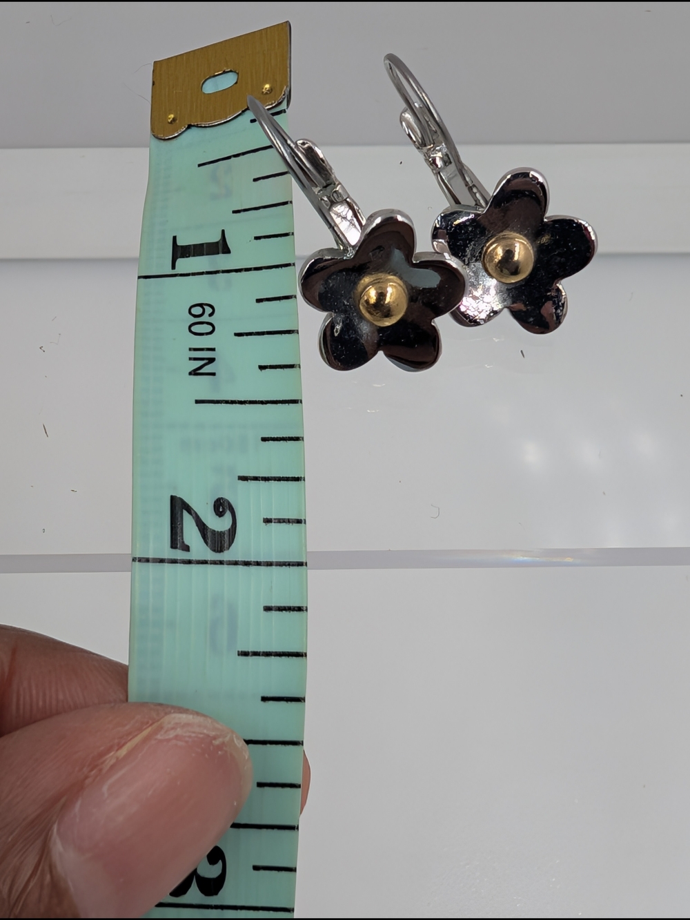Lia Sophia Silver Flower Earrings with Gold Center Accents - Picture 4 of 8